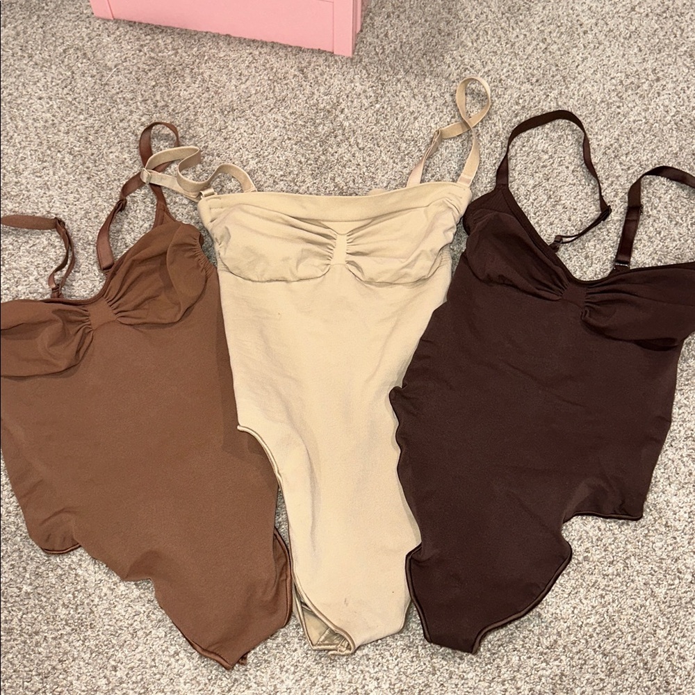 nwot skims bodysuit Shapewear lot medium large brown tan X3